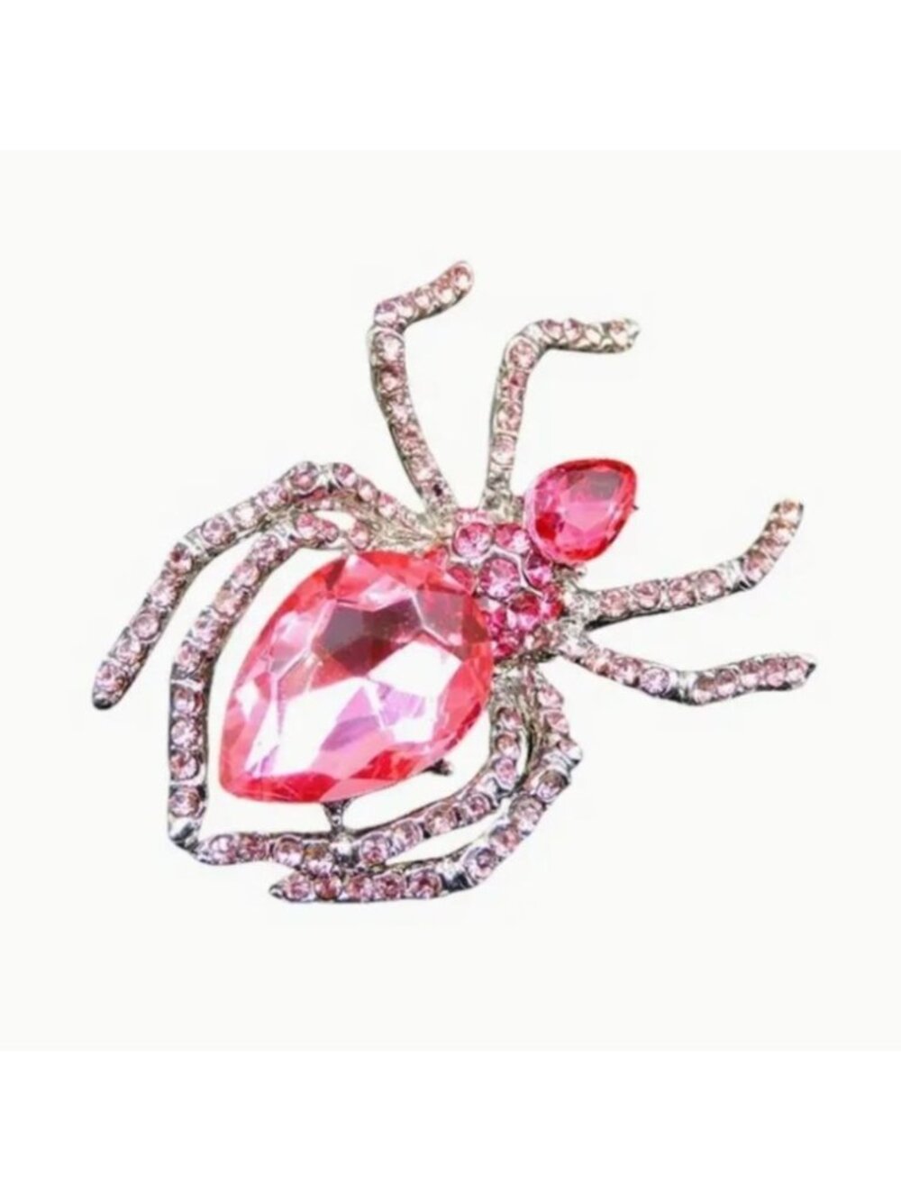 Pink Rhinestone Spider Brooch Pin Sparkling Insect